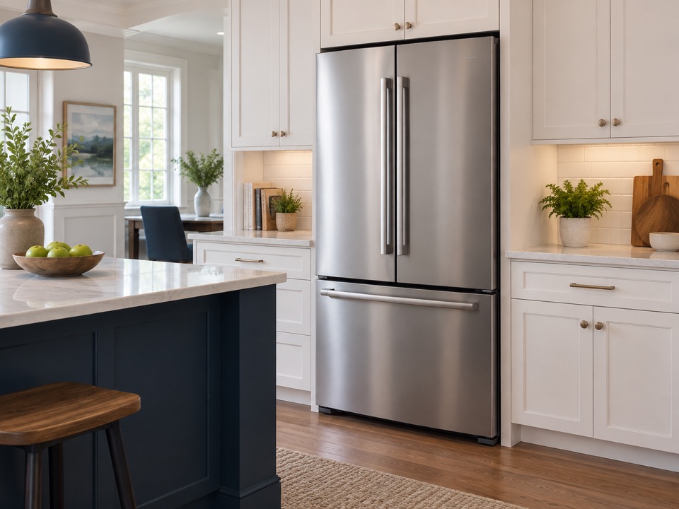 French-door refrigerator in a bright residential kitchen